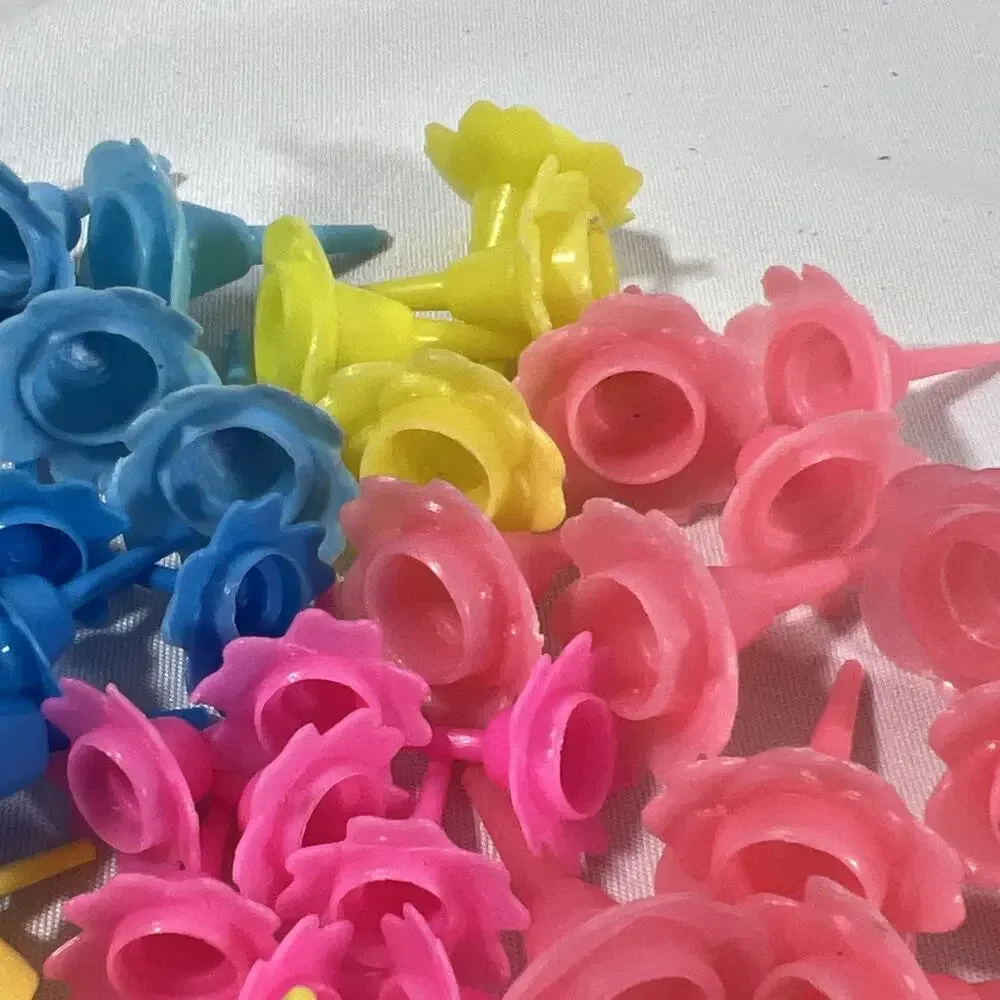 Vintage Cake Candle Holders Petal Flowers Multicolor Pink Blue Yellow Green 90+